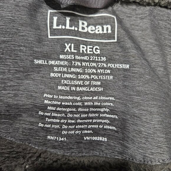 LL Bean Jacket Womens Extra Large XL Hooded Full Zip Sherpa Lined Winter Coat - Picture 12 of 12